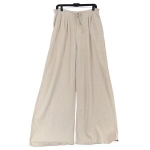 THREAD SUPPLY Natural Wheat Wide Leg Linen Blend Pants XL